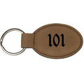 Key Chain - Dark Brown Oval, Leatherette